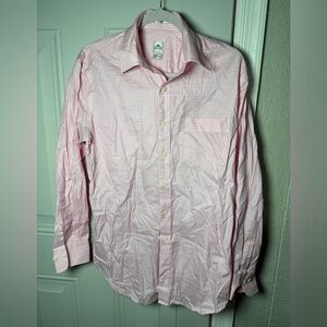 Peter Millar Nanoluxe Easy Care Button Down Pink White Gingham Check Size Medium